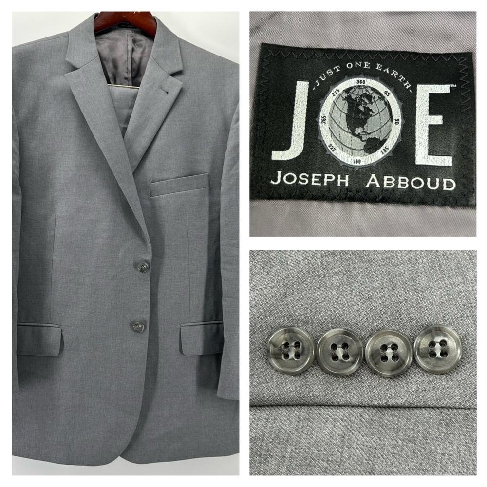 Joseph Abboud JOE Suit Mens 48S 42W Grey 100% Wool 2-Piece Professional Formal